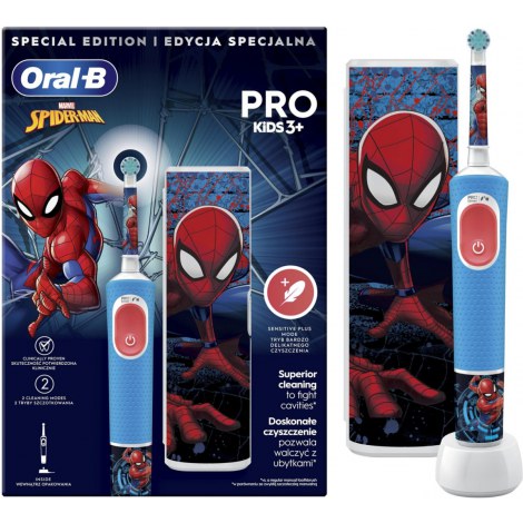 Oral-B | Vitality PRO Kids Spiderman | Electric Toothbrush with Travel Case | Rechargeable | For children | Blue | Number of bru - 5